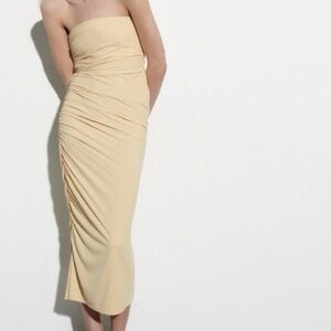 Zara Yellow Strapless Dress